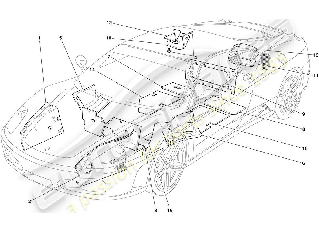ferrari f430 coupe (usa) isolamento diagramma delle parti