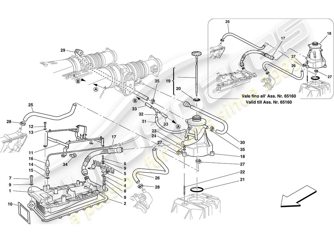 ferrari f430 coupe (usa) sistema di lubrificazione - serbatoio - scambiatore di calore diagramma delle parti