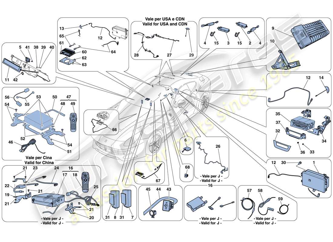 ferrari f12 berlinetta (rhd) sistema di infotainment diagramma delle parti