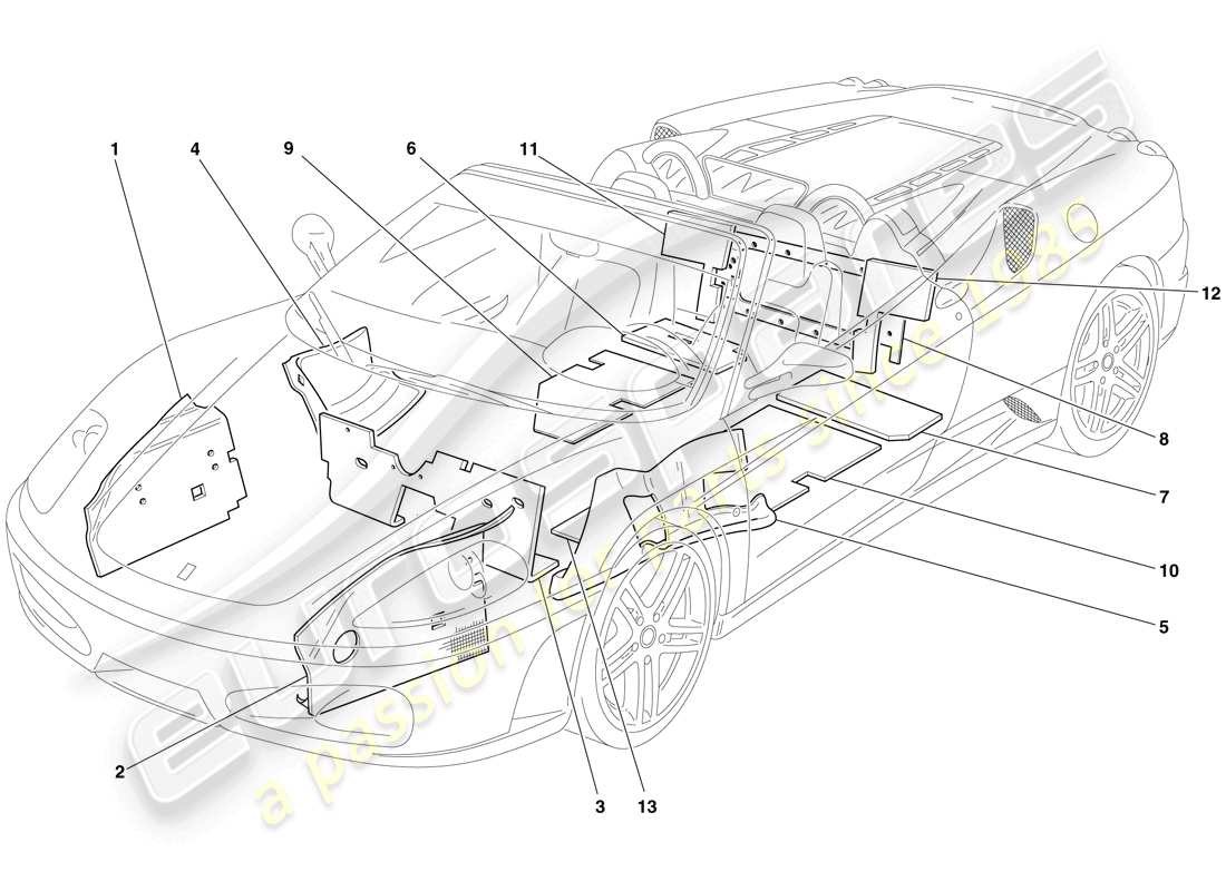 ferrari f430 spider (rhd) isolierung teilezeichnung