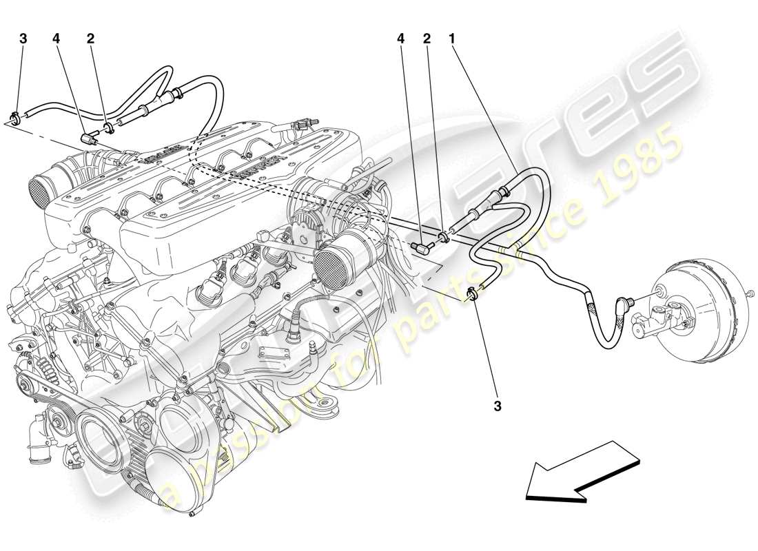 ferrari 599 gtb fiorano (europe) sistema di servosterzo diagramma delle parti