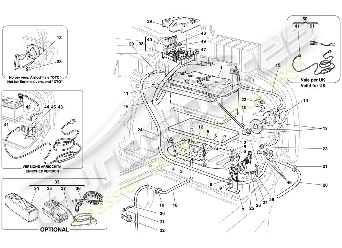 ferrari 612 sessanta (europe) batteria diagramma delle parti