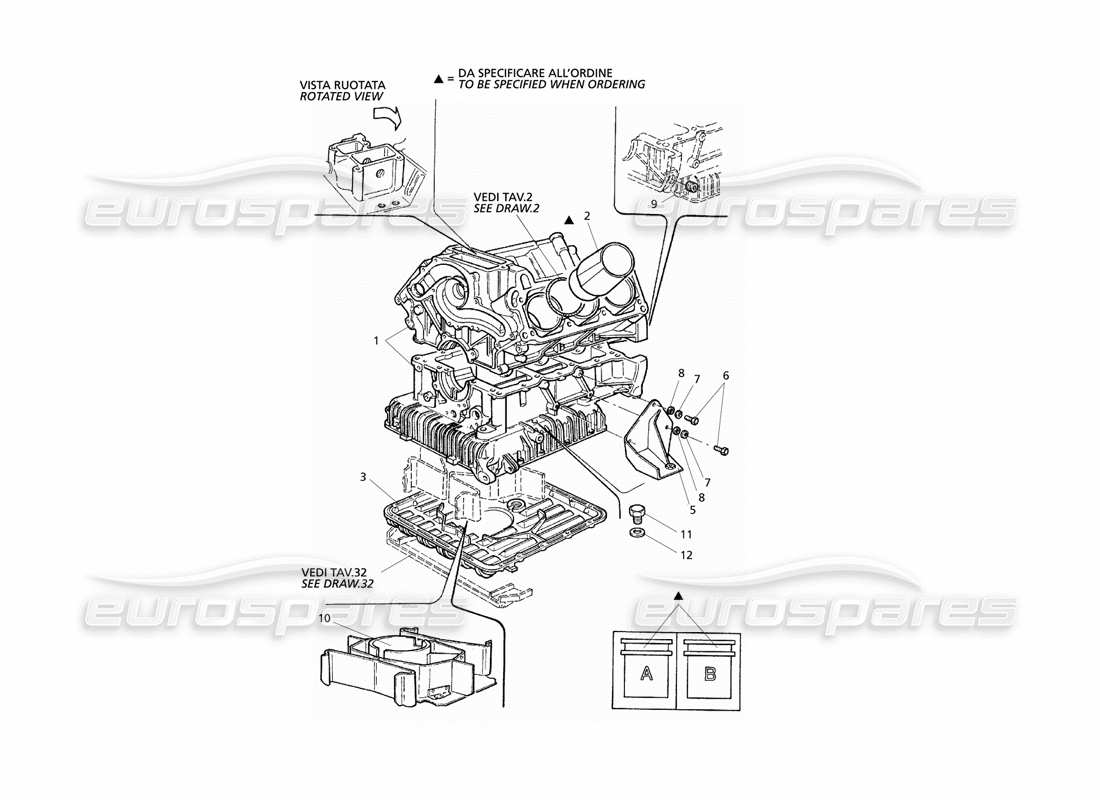 maserati qtp v6 evoluzione diagramma delle parti del blocco motore e della coppa dell'olio