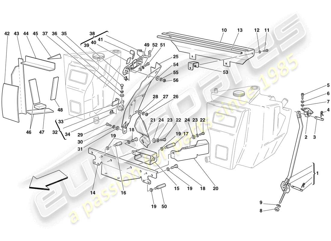 ferrari f430 scuderia (europe) serbatoi carburante - fissaggi e protezioni diagramma delle parti