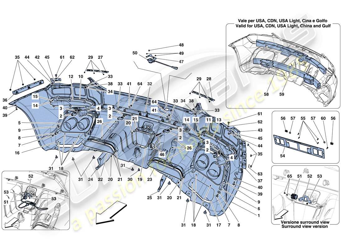 ferrari gtc4 lusso (usa) schema delle parti paraurti posteriore