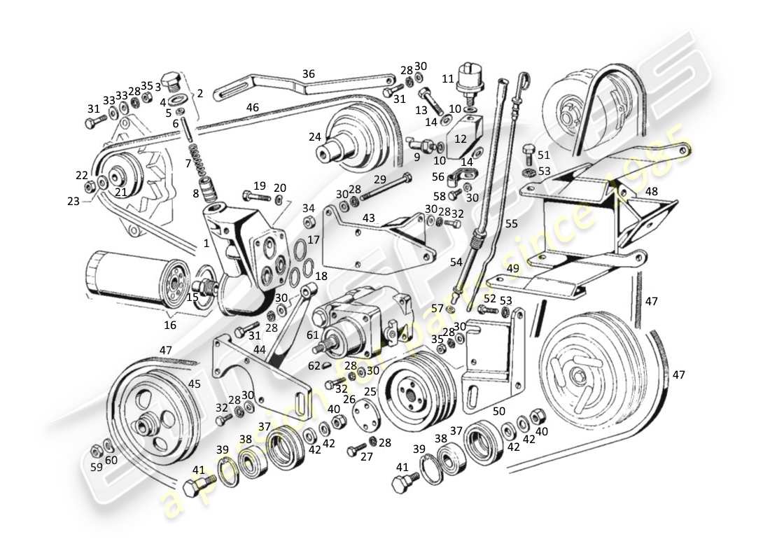 maserati kyalami schema delle parti di cinghie e pulegge