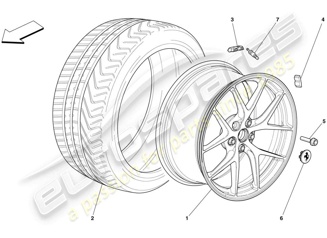 ferrari 599 gto (europe) ruote diagramma delle parti