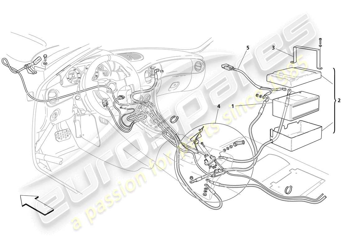 maserati trofeo batteria diagramma delle parti