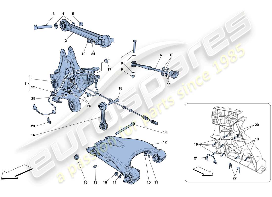 ferrari 488 gtb (rhd) sospensione posteriore - bracci schema particolare