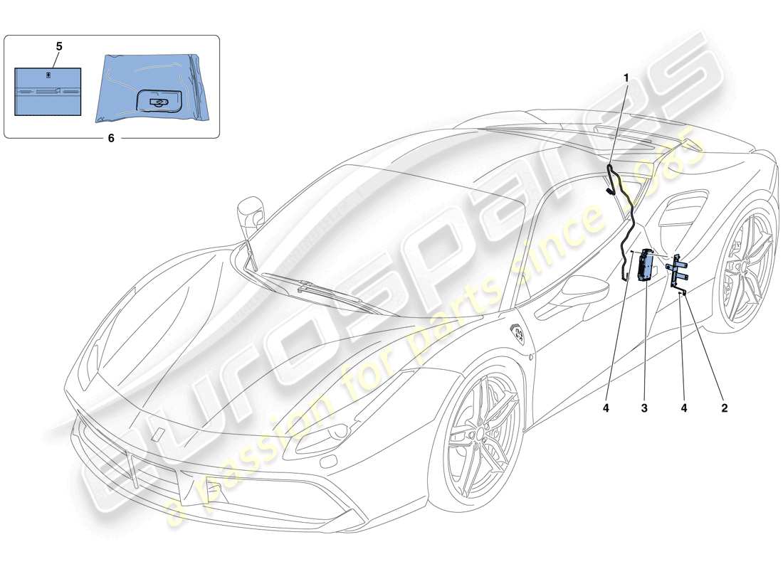 ferrari 488 gtb (rhd) diagramma delle parti di telemetria