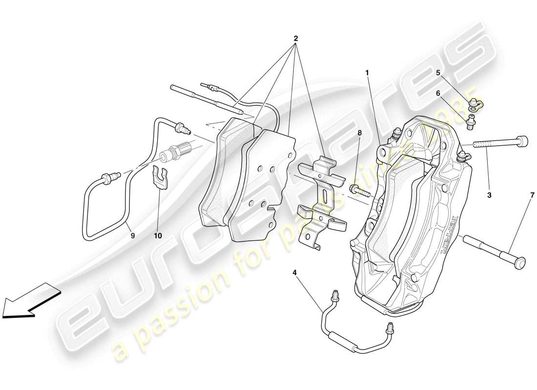 ferrari 599 gtb fiorano (rhd) pinza freno anteriore schema delle parti