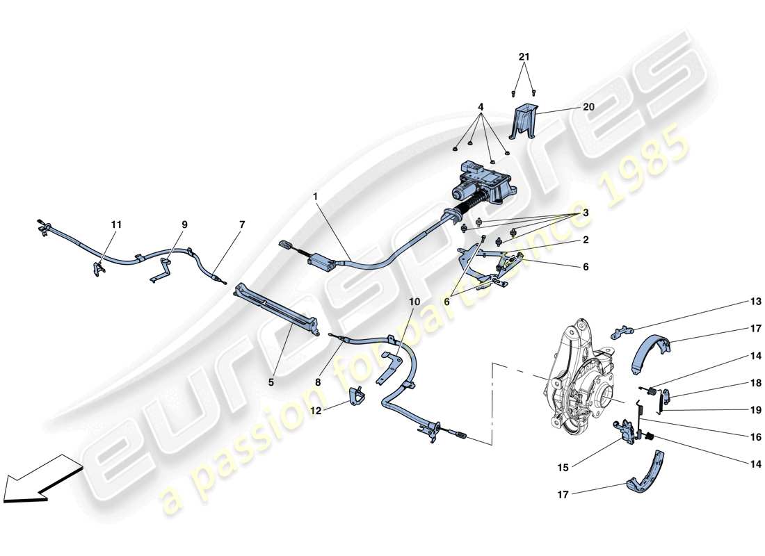 ferrari gtc4 lusso t (europe) comando del freno di stazionamento diagramma delle parti