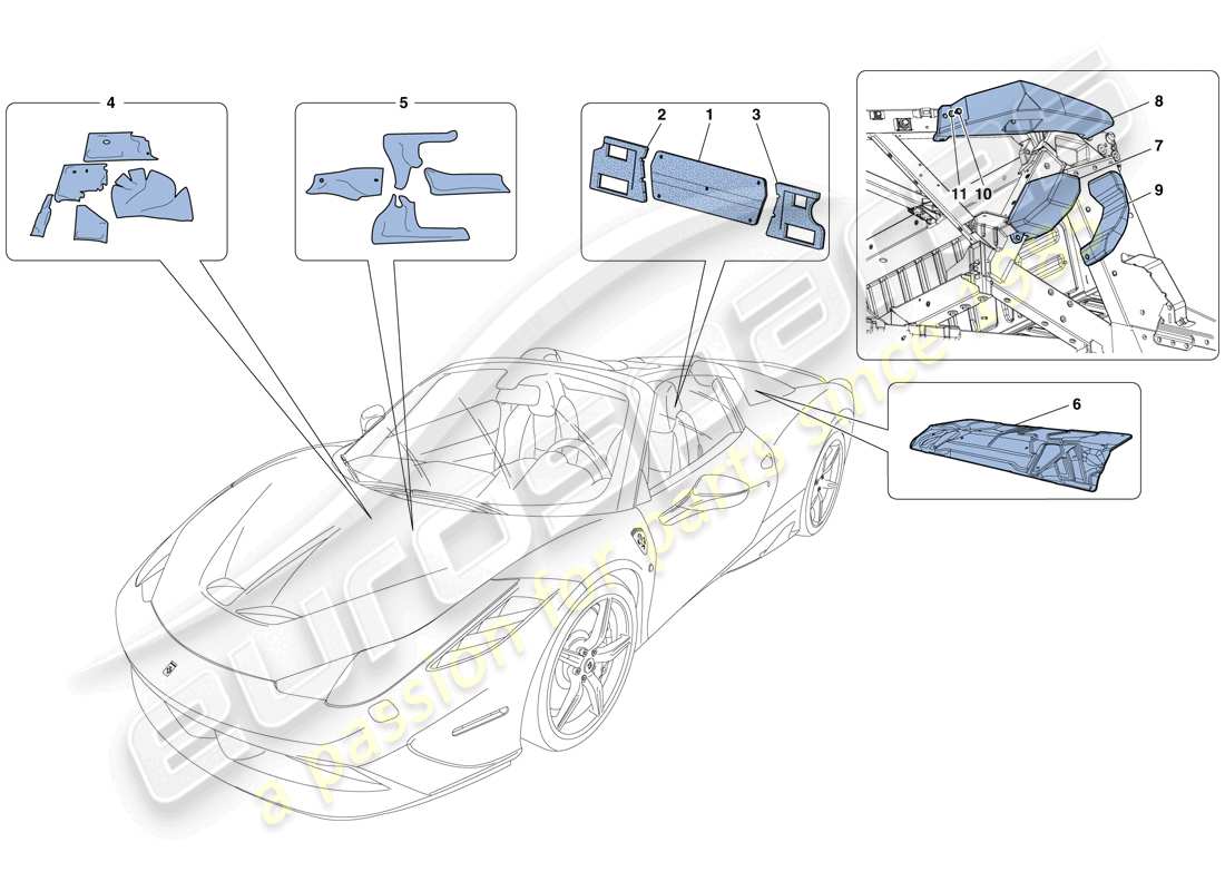 ferrari 458 speciale aperta (usa) isolamento diagramma delle parti