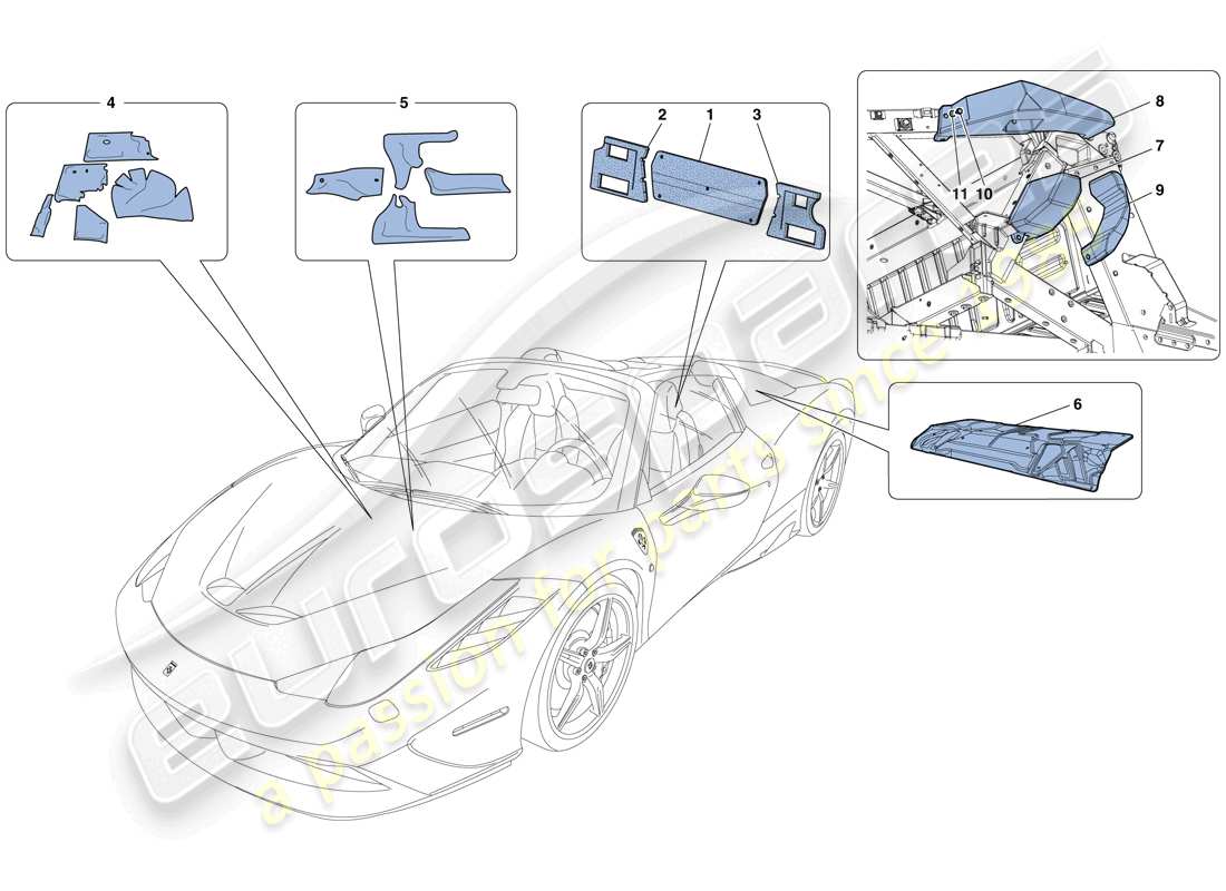 ferrari 458 speciale aperta (usa) diagramma delle parti isolante