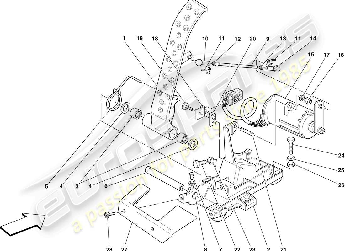 ferrari f430 coupe (rhd) pedale acceleratore elettronico schema delle parti