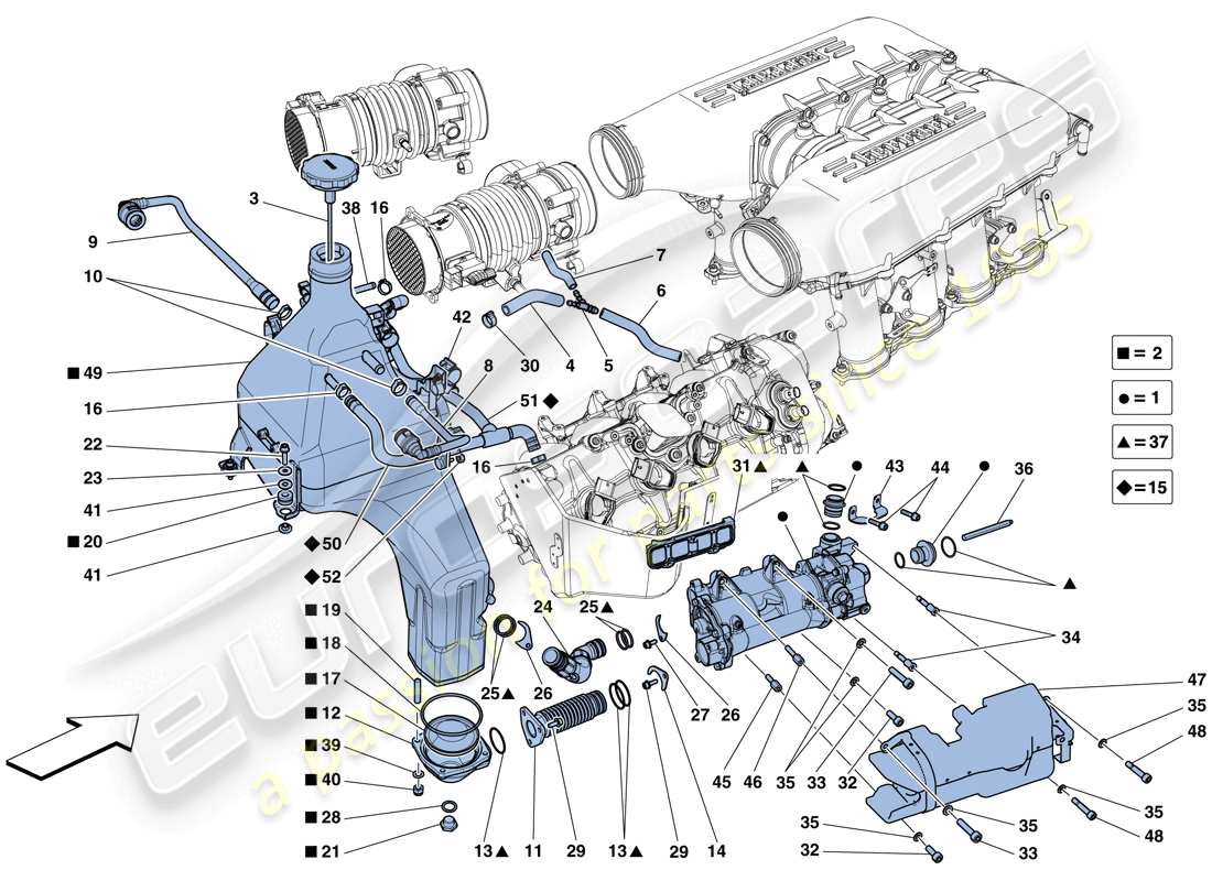 ferrari 458 speciale aperta (usa) sistema di lubrificazione: serbatoio, pompa e filtro schema delle parti