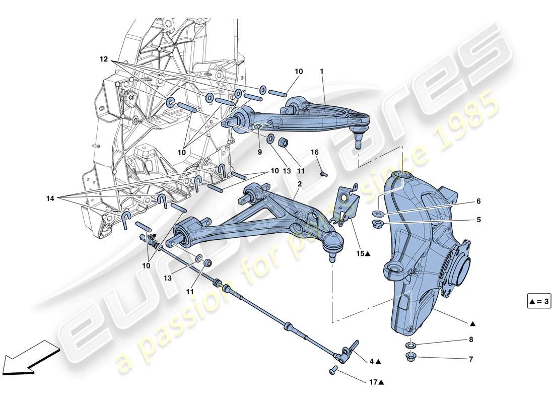 ferrari f12 berlinetta (usa) sospensione anteriore - bracci schema particolare