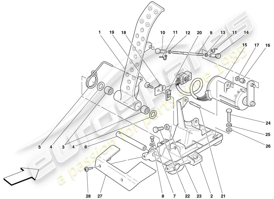 ferrari f430 spider (rhd) pedale acceleratore elettronico schema delle parti