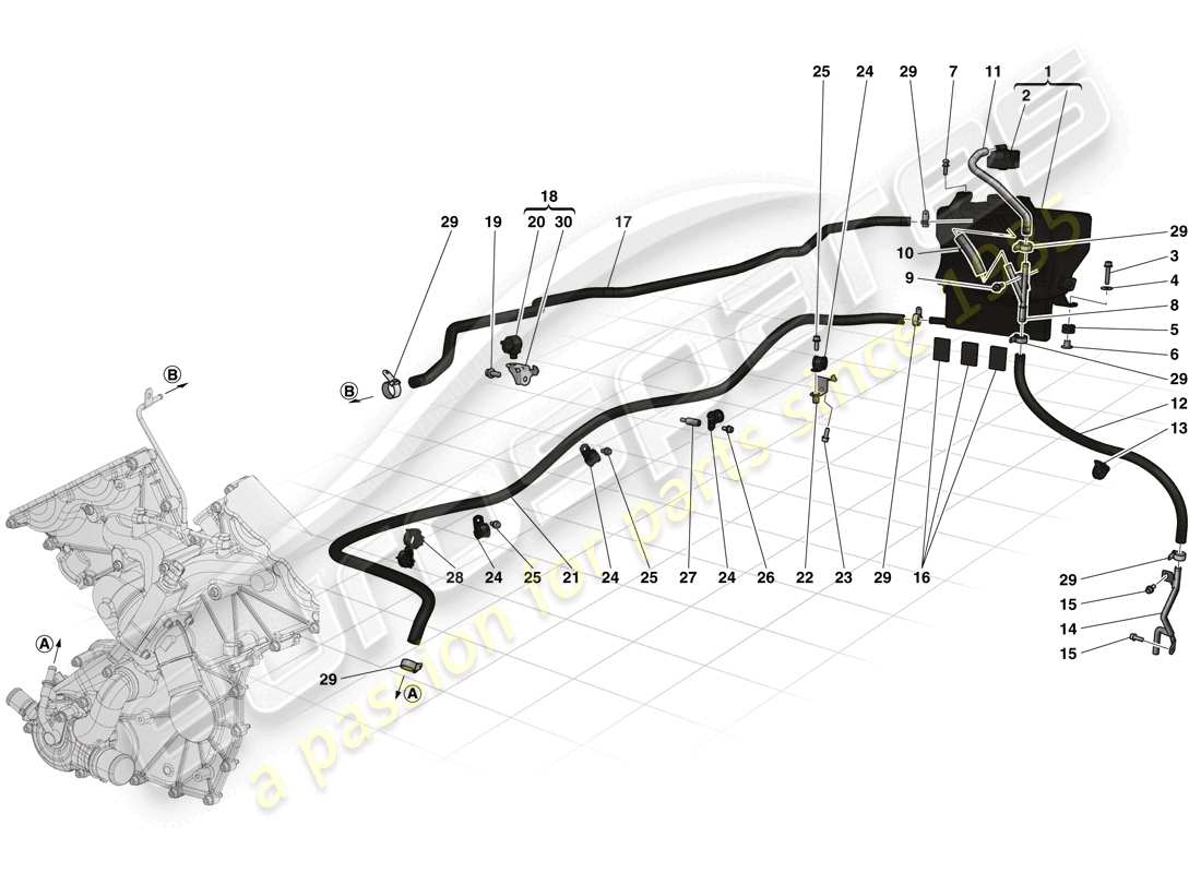 ferrari laferrari (usa) serbatoio di colletzione e tubi schema delle parti