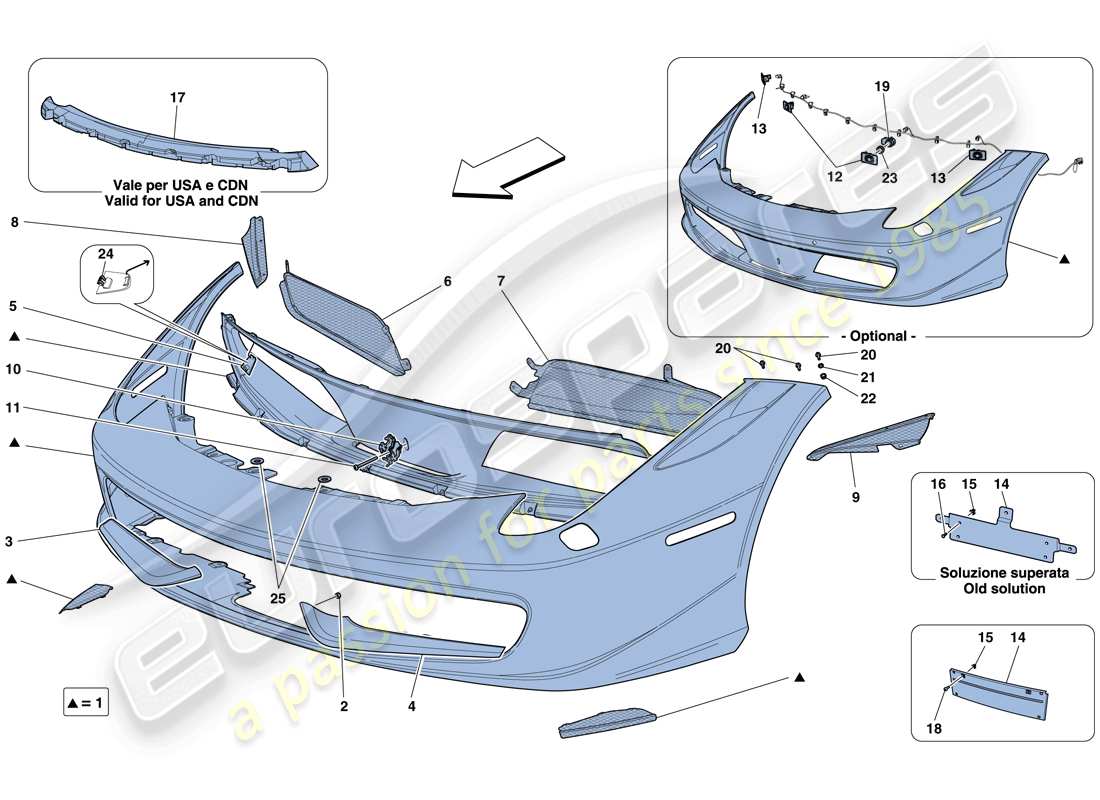 ferrari 458 italia (rhd) schema delle parti paraurti anteriore