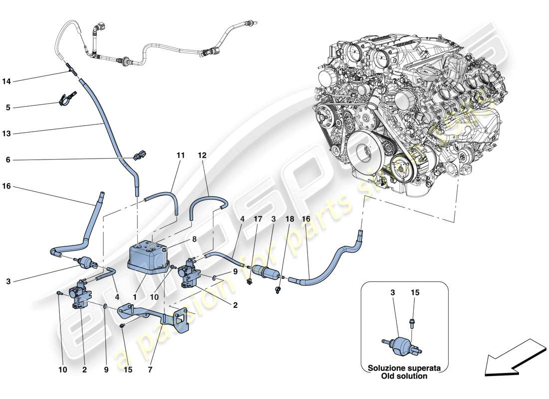 ferrari gtc4 lusso t (europe) regolazioni del sistema turbocompressore diagramma delle parti