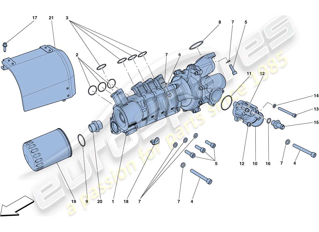 ferrari ff (europe) raffreddamento - pompa acqua/olio diagramma delle parti