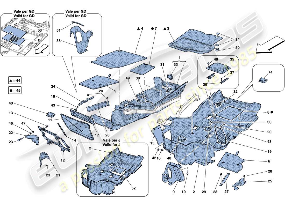 ferrari ff (europe) tappeti abitacolo passeggero schema delle parti