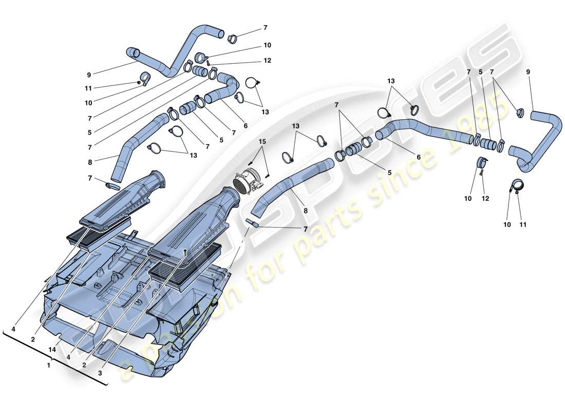 ferrari f12 berlinetta (usa) schema delle parti della presa d'aria