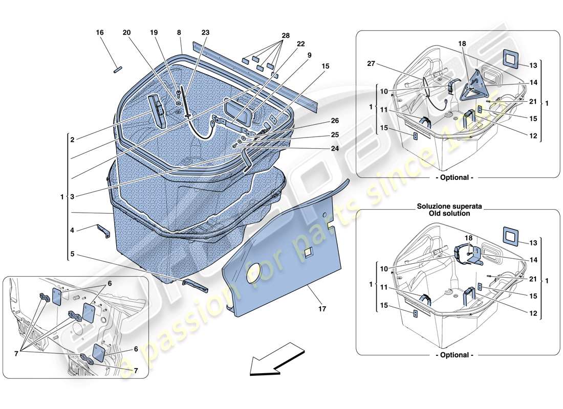 ferrari 458 italia (usa) rivestimento vano anteriore schema delle parti