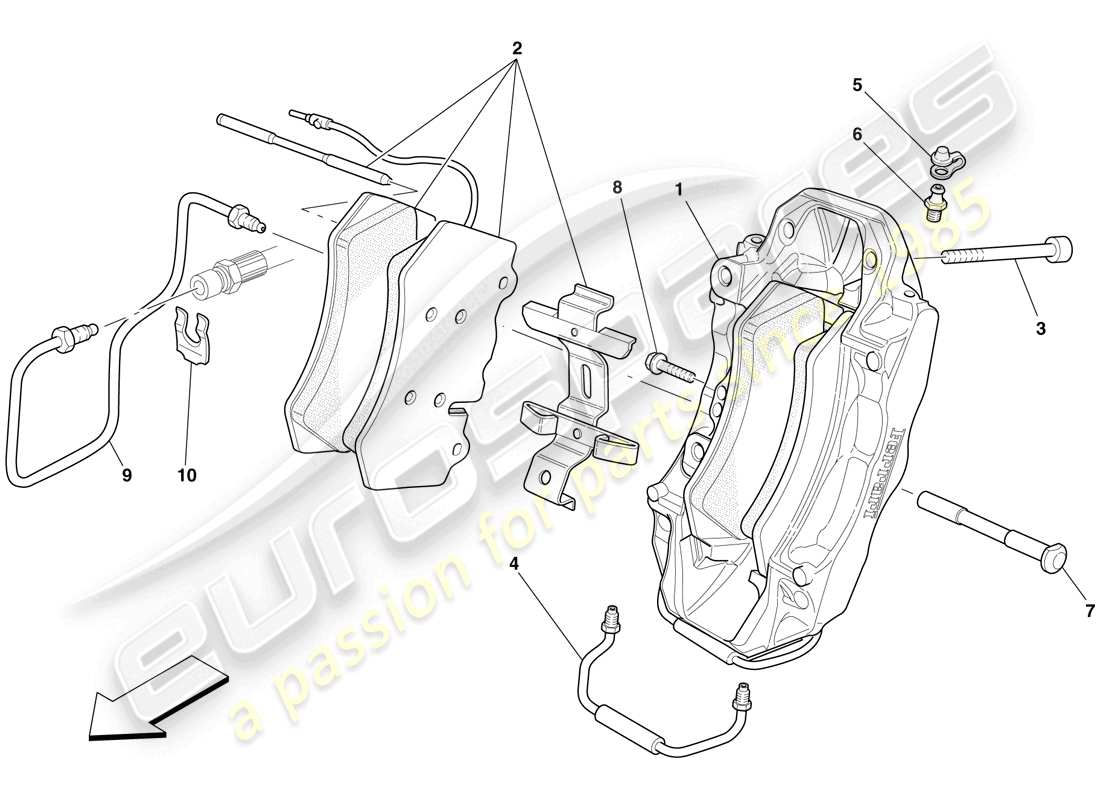 ferrari 599 sa aperta (rhd) pinza freno anteriore schema delle parti
