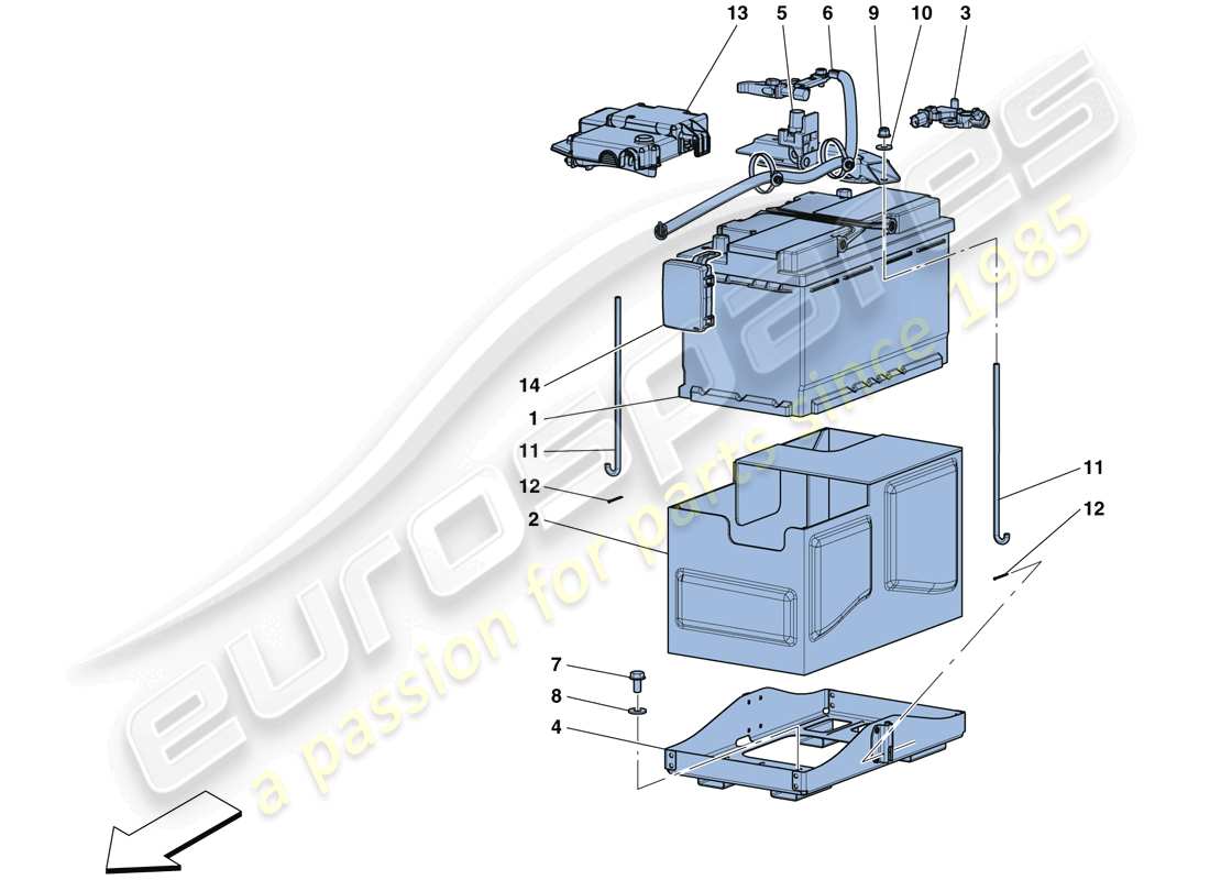 ferrari 812 superfast (rhd) diagramma delle parti della batteria