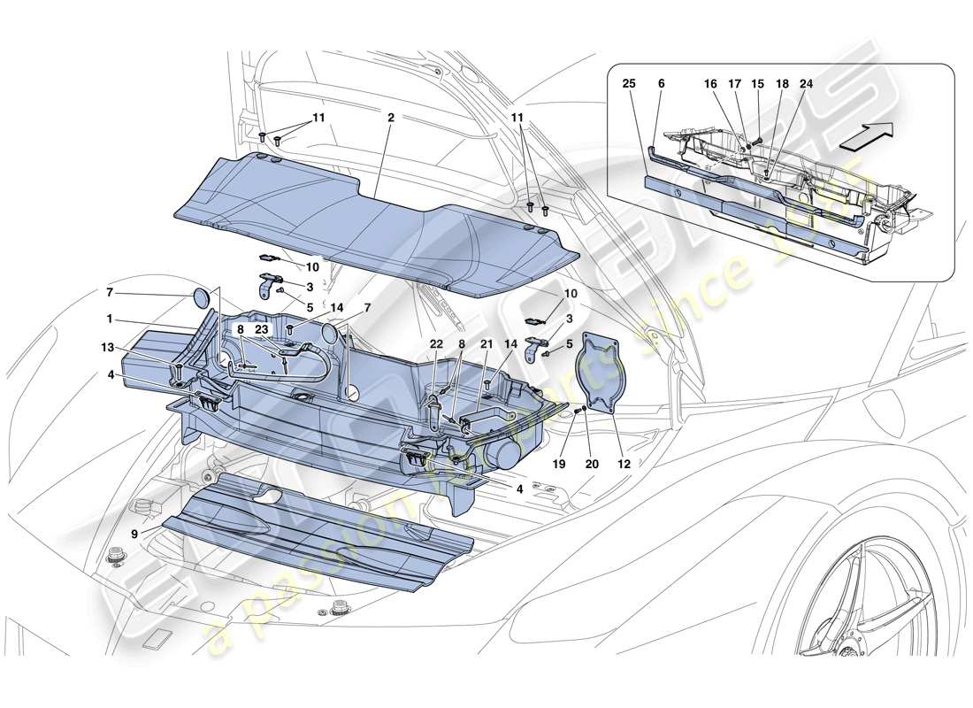 ferrari laferrari aperta (europe) diagramma delle parti dei tappetini del vano bagagli