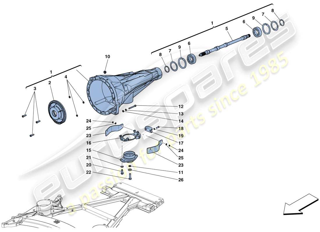 ferrari 812 superfast (europe) alloggiamento della trasmissione diagramma delle parti