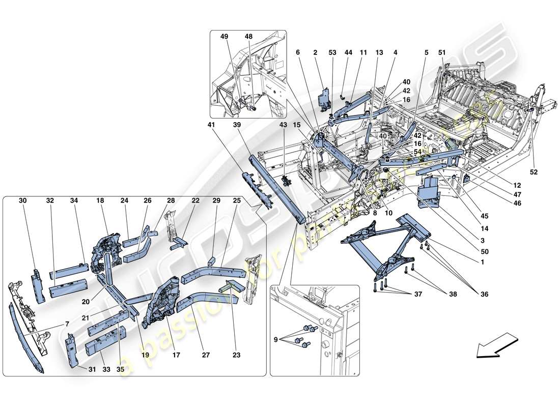 ferrari 812 superfast (europe) strutture ed elementi anteriore del veicolo schema delle parti