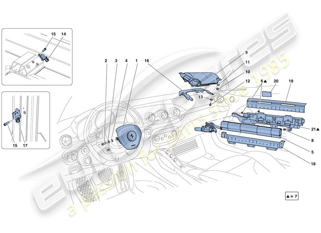 ferrari f12 berlinetta (rhd) diagramma delle parti degli airbag