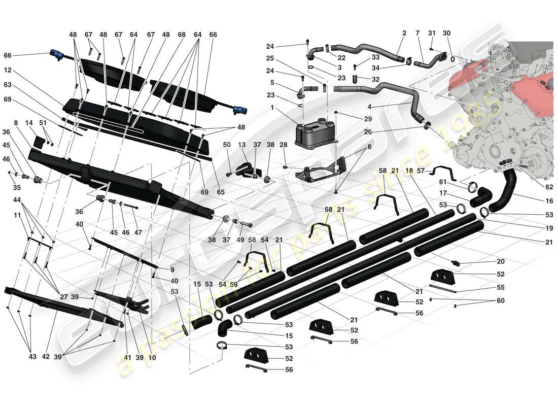 ferrari laferrari (europe) sistema di raffreddamento diagramma delle parti