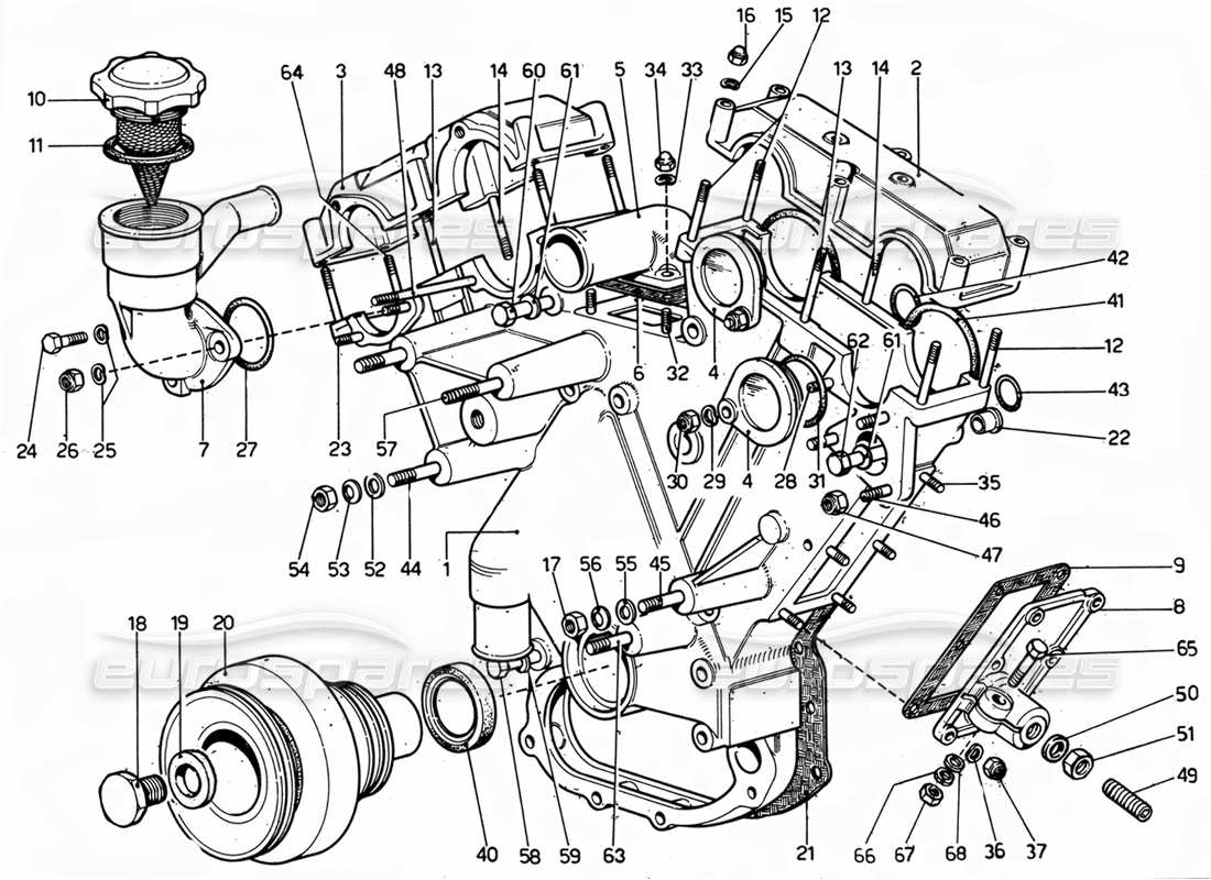 ferrari 365 gtc4 (mechanical) copertura del torace della distribuzione - diagramma delle parti di revisione
