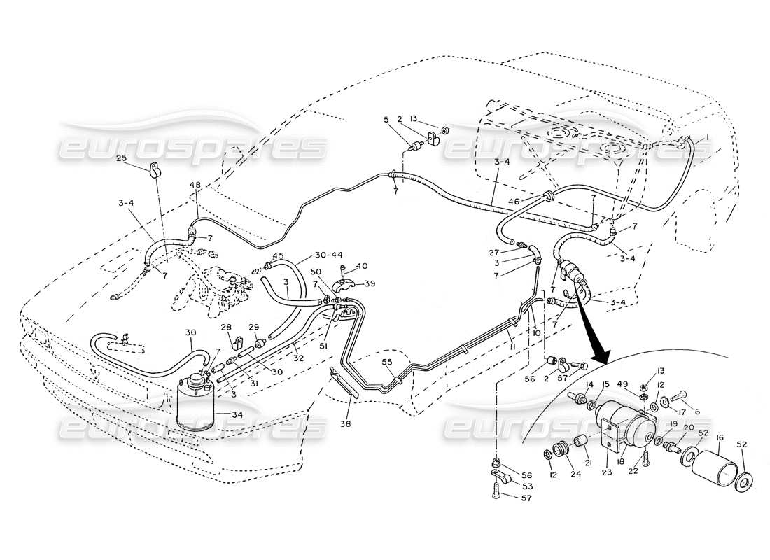 maserati ghibli 2.8 (non abs) tubi del carburante, diagramma delle parti (2000cc).