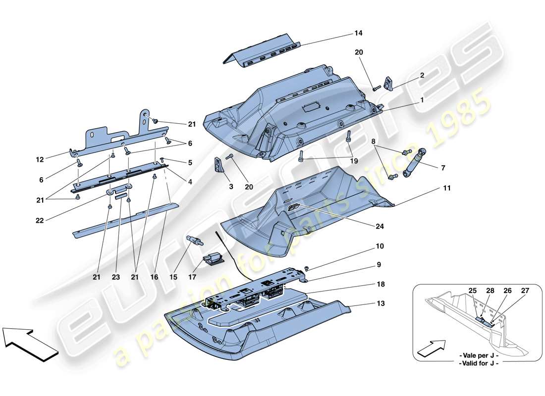 ferrari f12 berlinetta (rhd) vano portaoggetti diagramma delle parti
