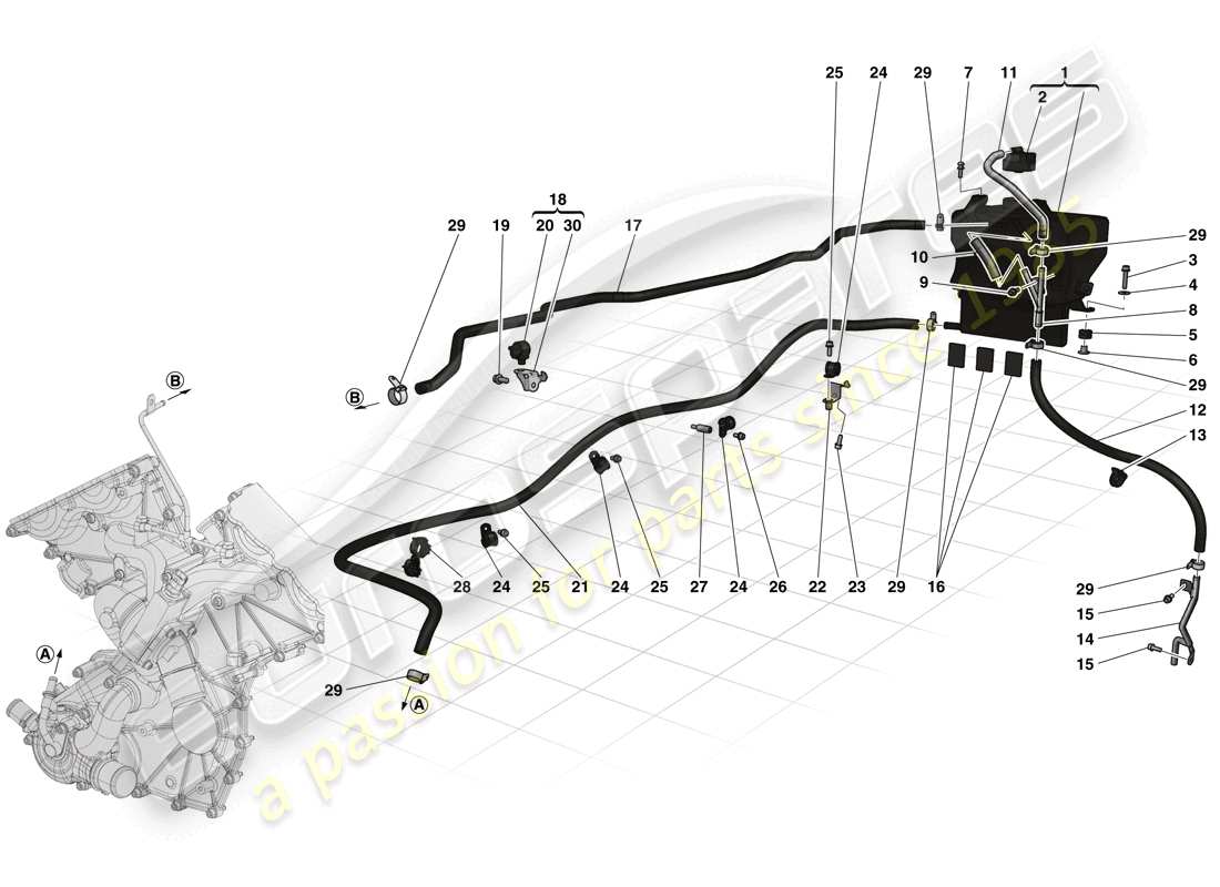 ferrari laferrari (europe) serbatoio e tubi di colletzione diagramma delle parti