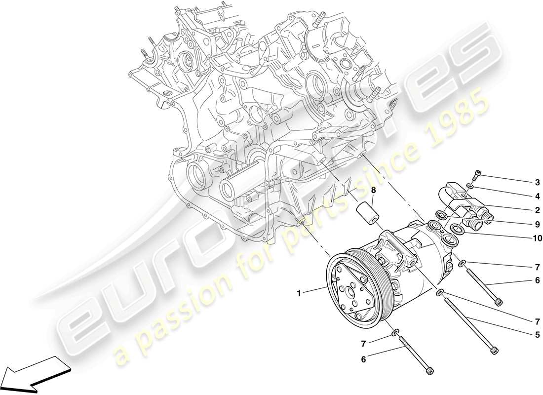 ferrari f430 coupe (rhd) diagramma delle parti del compressore del sistema ca