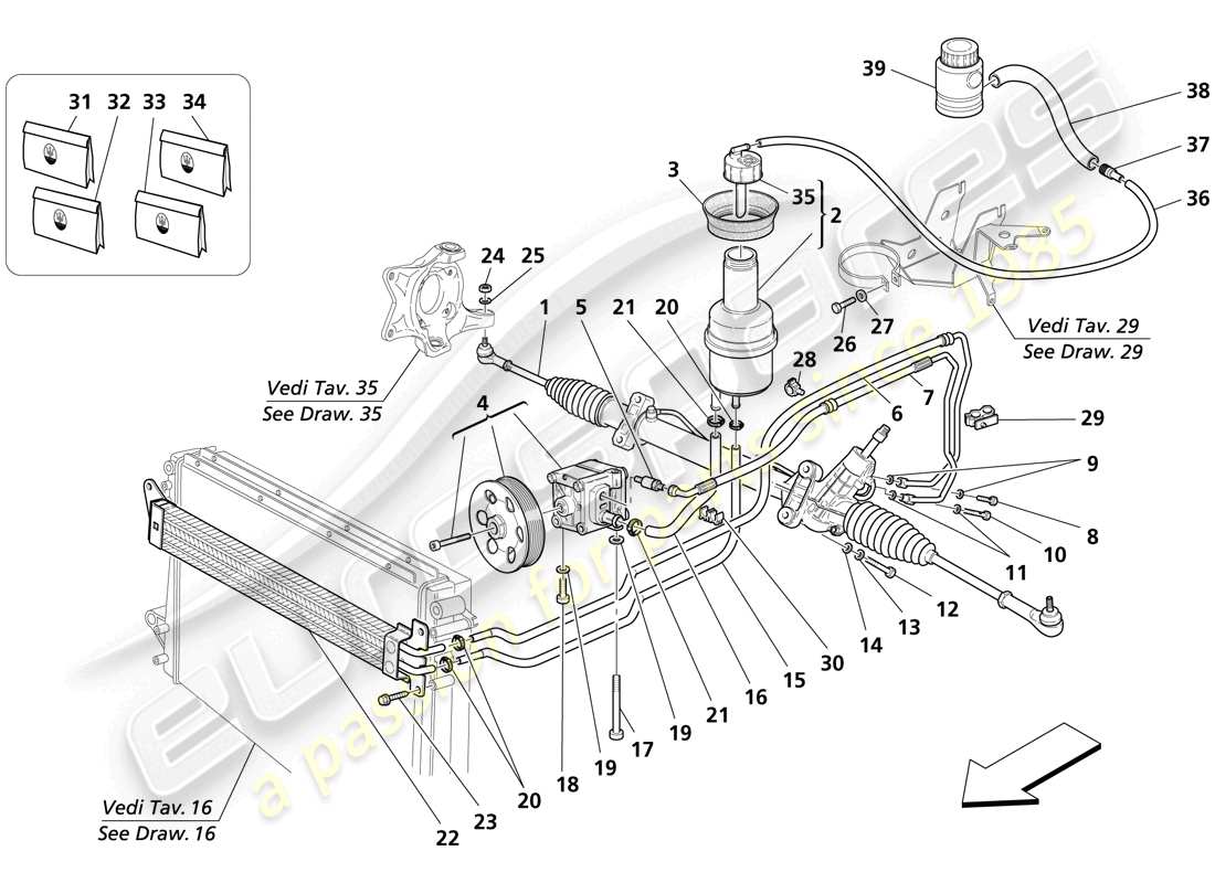 maserati trofeo scatola dello sterzo diagramma delle parti
