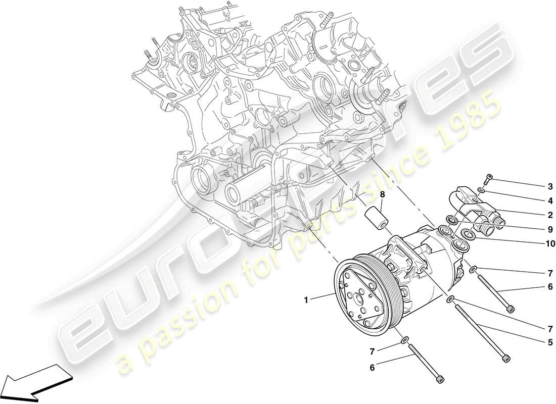 ferrari f430 coupe (usa) diagramma delle parti del compressore del sistema ca