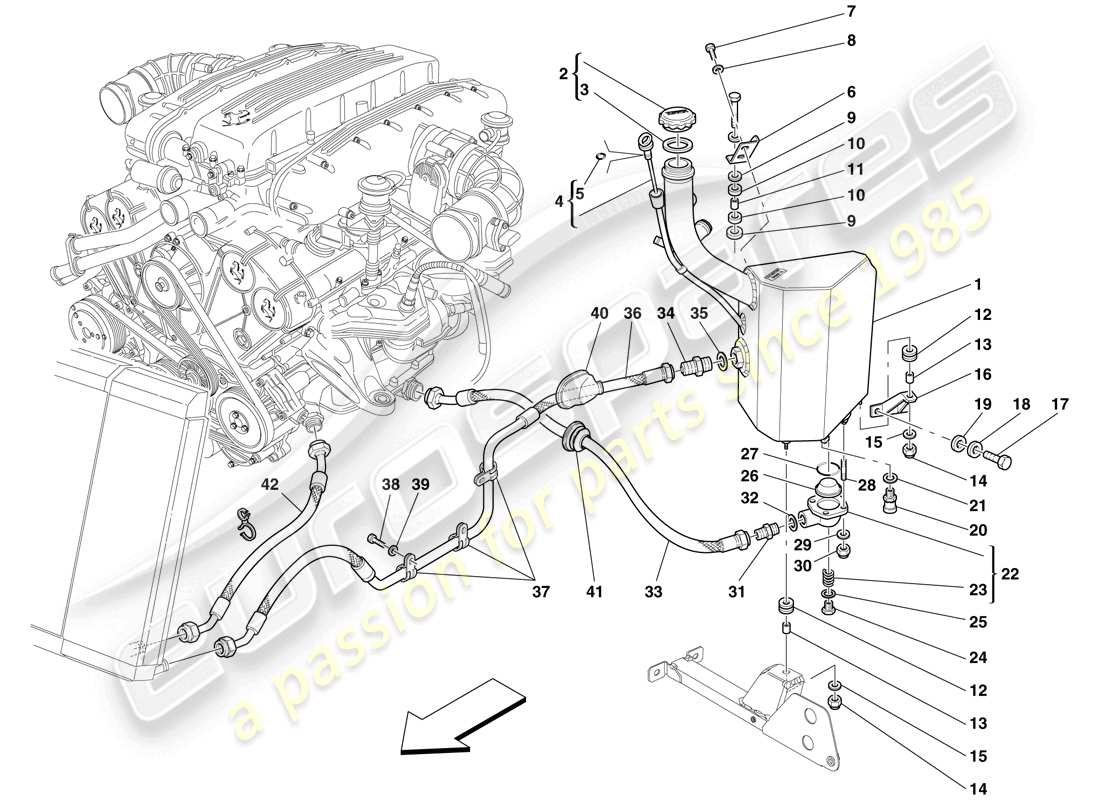 ferrari 612 scaglietti (europe) sistema di lubrificazione - serbatoio diagramma delle parti