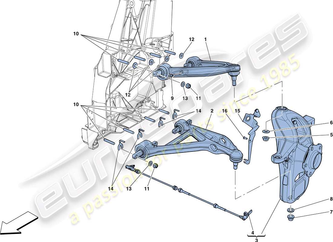ferrari ff (rhd) sospensione anteriore - bracci diagramma delle parti