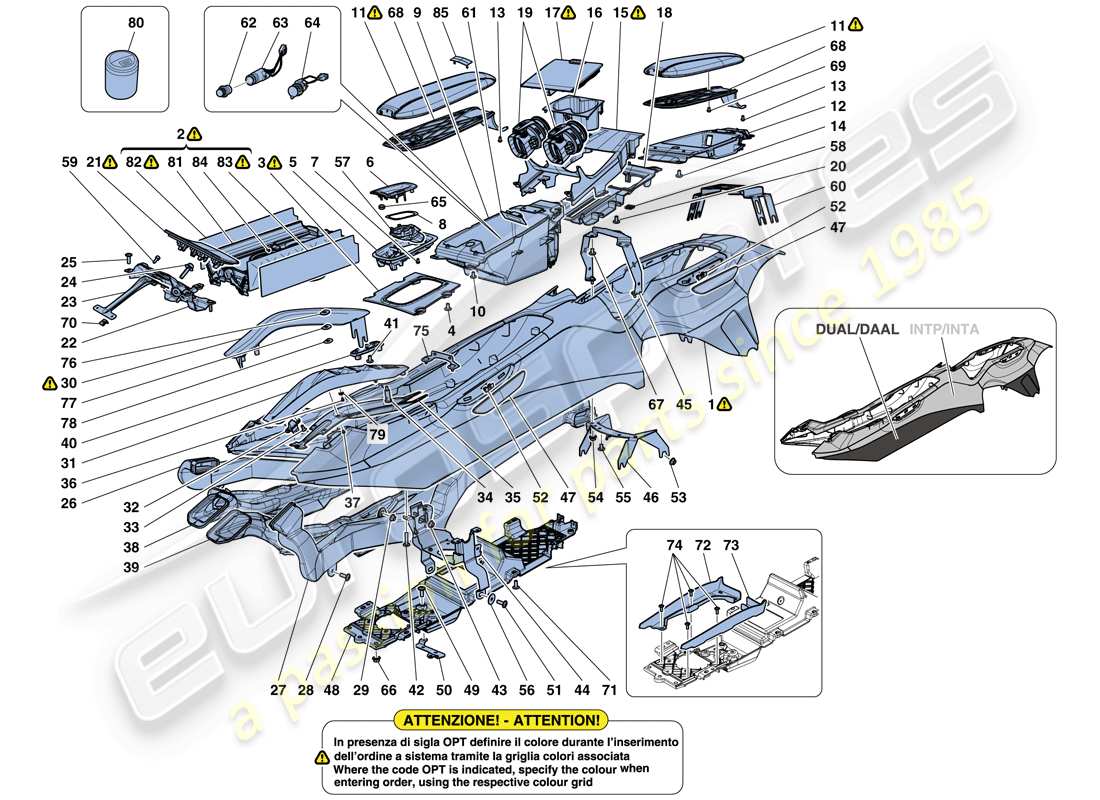 ferrari gtc4 lusso (usa) tunnel - sottostruttura e accessori schema delle parti