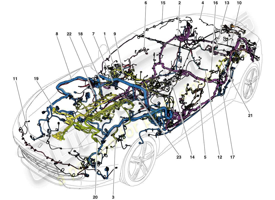 ferrari gtc4 lusso (usa) cablaggi principali diagramma delle parti