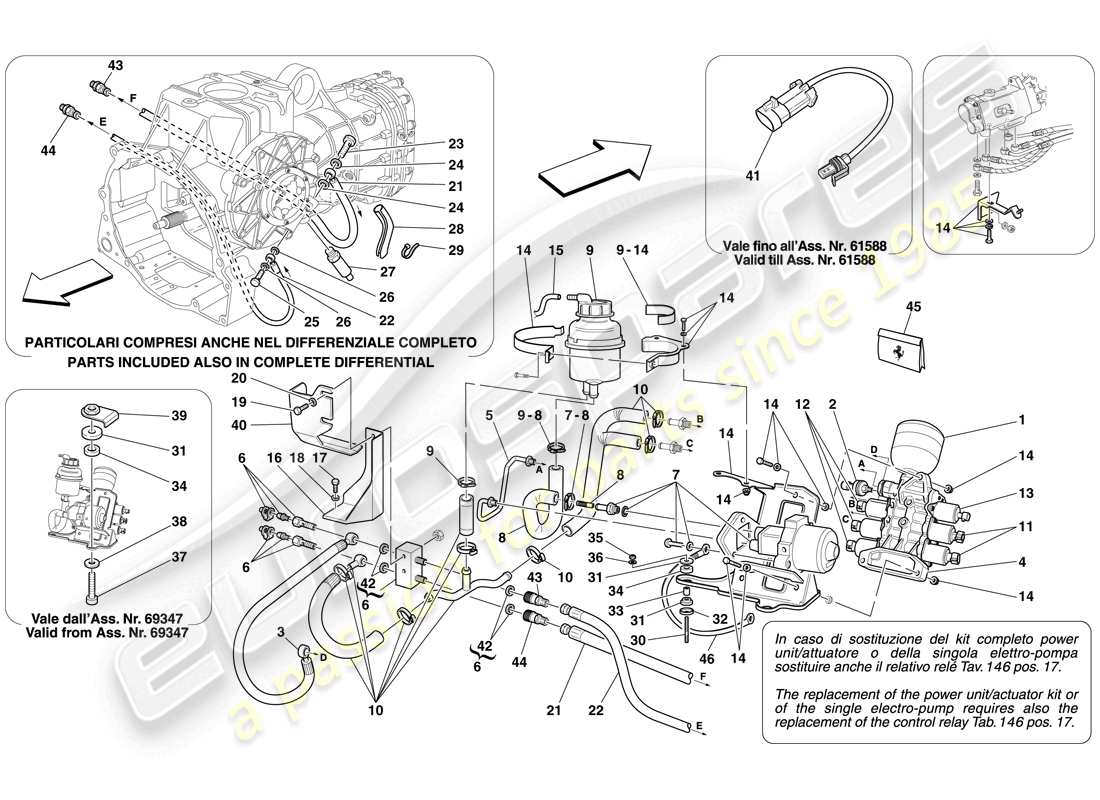 ferrari f430 spider (rhd) unità di potenza e serbatoio diagramma delle parti
