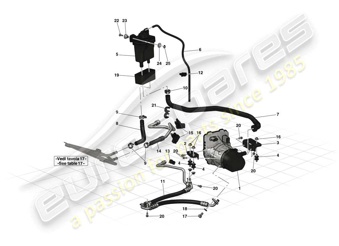 ferrari laferrari (usa) pompa del servosterzo e serbatoio diagramma delle parti