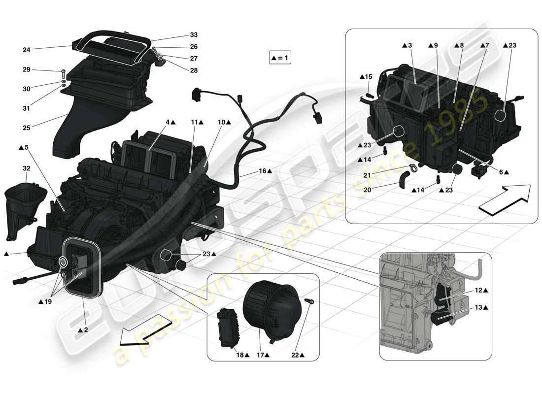 ferrari laferrari (usa) unità evaporatore diagramma delle parti